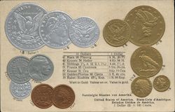 American Gold & Silver Coins Postcard