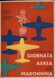 Airplanes & Air Day 1948 Statue Italian Postcard