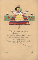 Reading Girl Christmas Poem Volland Postcard