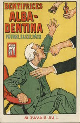 Tooth Pulling & Advert Alba-Dentina Powder Postcard