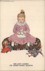 Girl with Dolls Artist Signed Mela Koehler Postcard Postcard Postcard