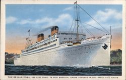 The SS Mariposa Steamers Postcard Postcard Postcard