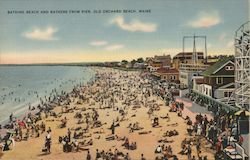 Bathing Beach and Bathers from Pier Old Orchard Beach, ME Postcard Postcard Postcard