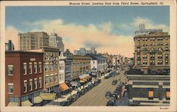 Monroe Street, Looking East from Third Street Springfield, IL Postcard Postcard Postcard