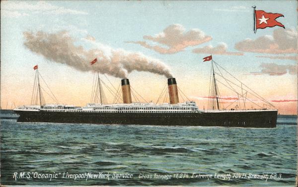 R.M.S. Oceanic, White Star Line Steamers Postcard