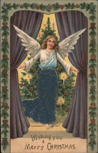 Wishing You a Merry Christmas Angels Postcard