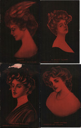 Set of 4: Glamour Women Postcard