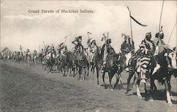 Grand Parade of Blackfoot Indians Postcard