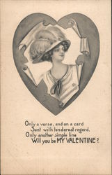 Only a Verse, and On a Card, Sent With Tenderest Regard, Only Another Simple Line, Will You Be My Valentine? Postcard