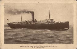 Merchants and Miners Transportation Co. S.S. "Howard" Steamers Postcard Postcard Postcard