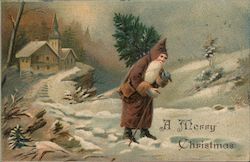 A Merry Christmas, Embossed Santa Claus Postcard Postcard Postcard