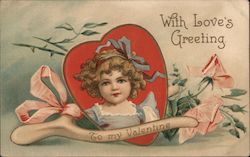 With Love's Greetings To My Valentine Children Postcard Postcard Postcard