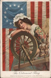 The Colonial Flag - Adopted by resolution of Congress June 14th,1777 Patriotic Postcard Postcard Postcard