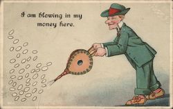 I Am Blowing In My Money Here Comic, Funny Postcard Postcard Postcard