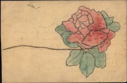 Rose, hand drawn by the sender Postcard