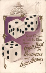 Dice: Good Fortunes As Told By Dice. Nine: Good Luck In Business And Love Affairs. Postcard