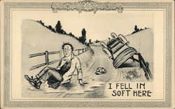 I Fell In Soft Here Comic, Funny Postcard Postcard Postcard