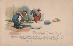 Easter Greetings Bunnies Greet You, They've Come to Say, "I Wish You Well This Easter Day." Postcard