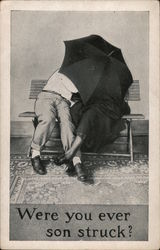 Were You Ever Son Struck? (Couple Kissing Under Umbrella; Ad for Medicine) Advertising Postcard Postcard Postcard