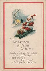 Wishing You a Merry Christmas Santa Claus Postcard Postcard Postcard