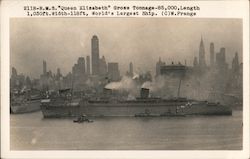 2118-R.M.S. "Queen Elizabeth" Gross Tonnage 85,000, Length 1,030 Ft., World's Largest Ship Steamers Postcard Postcard Postcard