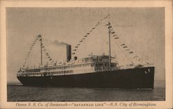 Ocean S.S. Co. of Savannah-"Savannah Line"-S.S. City of Birmingham Postcard