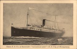 Ocean S. S. Co. of Savannah - "Savannah Line" - S. S. City of Montgomery Steamers Postcard Postcard Postcard