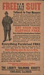 Free New 1919 Suit - The Liberty Tailoring Society Postcard