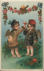 Cupids Toasting Each Other Postcard Postcard Postcard