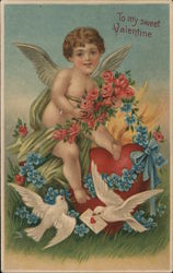 To My Sweet Valentine Cupid Postcard Postcard Postcard