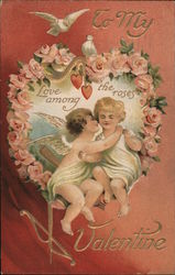 To My Valentine - Love Among the Roses Postcard