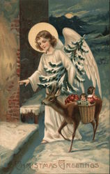 Christmas Greetings Angels Postcard Postcard Postcard