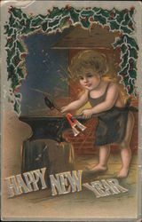 Happy New Year (Cupid blacksmith) Postcard Postcard Postcard