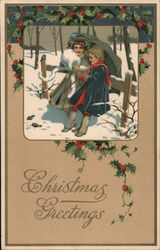 Christmas Greetings Children Postcard Postcard Postcard