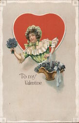 To My valentine (woman and heart) Postcard