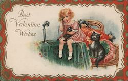 Best Valentine Wishes (girl on telephone) Postcard