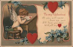 To My Valentine. If You Will Never From Me Part I'll Love You Dear With All My Heart Cupid Postcard Postcard Postcard