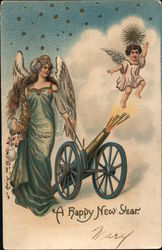 A Happy New Year Angels & Cherubs Postcard Postcard Postcard