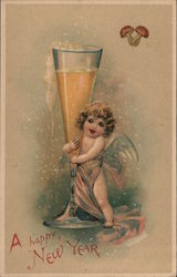 A Happy New Year Angels & Cherubs Postcard Postcard Postcard