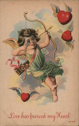 Love Has Pierced My Heart Cupid Postcard Postcard Postcard