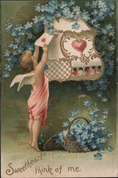 Sweetheart Think Of Me. (Cupid mailing a Valentine.) Postcard Postcard Postcard