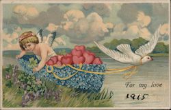 For My Love 1915 Cupid Postcard Postcard Postcard