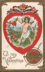 To My Valentine (Cupid shooting heart) Postcard