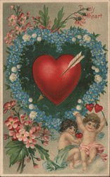 To My Sweetheart - Flowers, Heart, Cupid, Arrow Postcard