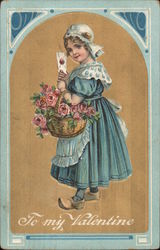 To My Valentine (Dutch girl in wooden shoes) Postcard