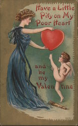 Have a Little Pity On My Poor Heart and Be My Valentine Cupid Postcard Postcard Postcard