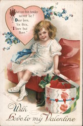 With Love To My Valentine What Can This Tender Secret Be? Dear Love, 'Tis This I Love But Thee. Children Ellen Clapsaddle Postca Postcard