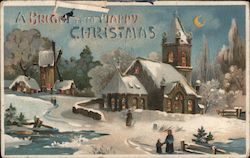 A Bright and Merry Christmas Postcard