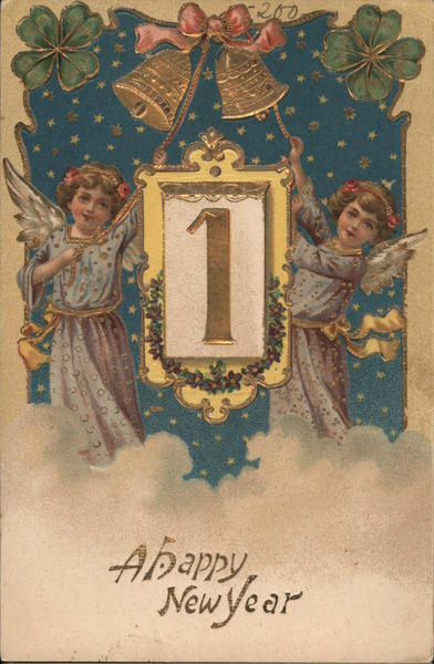 A Happy New Year Angels & Cherubs Postcard