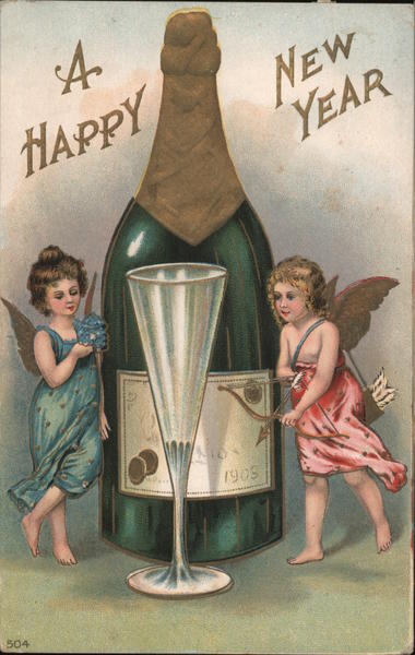 A Happy New Year Angels &amp; Cherubs Postcard